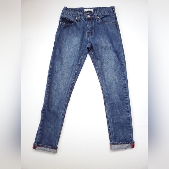Burton Denim - Burton Women's Straight Leg Medium Wash Cotton Denim Jean Red Stitching 28